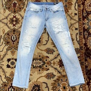 Buffalo David Bitton Light Wash Slim Straight Distressed Jeans
